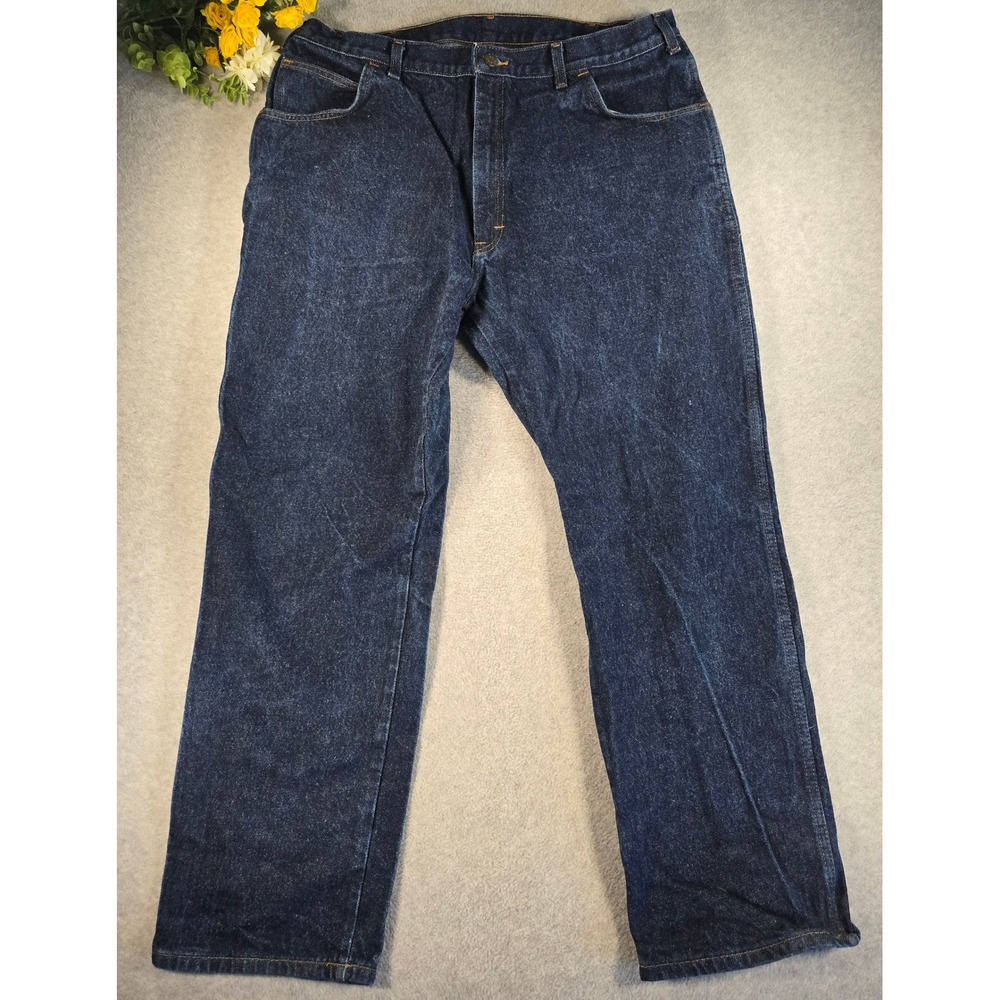 Key Industries Mens Vintage Dark Wash Denim Workwear Jeans 40x32 - Picture 2 of 16